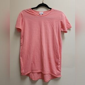 LuLaRoe Womens Pink Striped Classic T-shirt Top Size 14